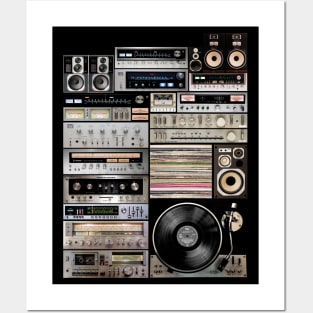 Hifidelity Vintage Music HiFi Sound system setup collage art Posters and Art
